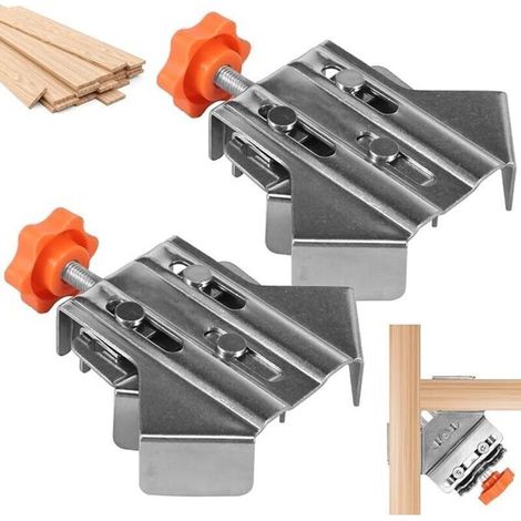 Abrazadera de ángulo recto, abrazadera de ángulo recto de 90 grados con mordaza giratoria ajustable, de acero inoxidable, para trabajos de carpintería, soldadura y enmarcado. (1/4)