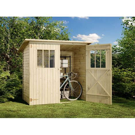 Alpholz Gerätehaus Zimowit 14 Gerätehaus aus Holz, Geräteschrank mit 14 mm Wandstärke, Gartenhaus mit Montagematerial (1/5)