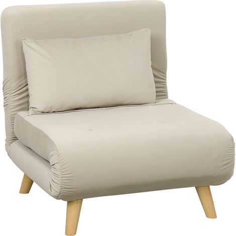 Sillón cama 72/190 cm beige en terciopelo con respaldo reclinable y función 2 en 1 (1/5)
