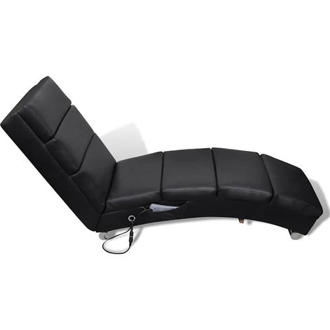 vidaXL Tumbona de masaje reclinable de cuero sintético negro (1/2)