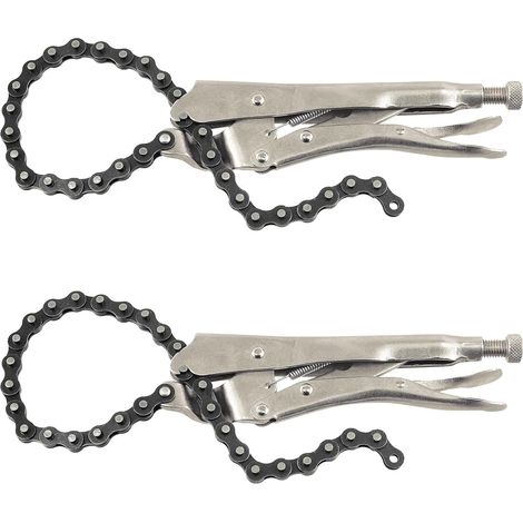 2pcs 9inch Heavy Duty alliage Steel Lock Chain Clamp avec chaîne de 20 pouces, outil de filtre à huile réversible raccord de tuyau outil clé à chaîne (1/5)