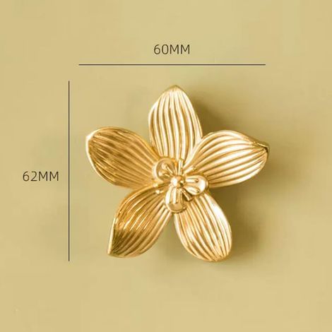 Boutons de meuble en métal doré brossé, jolies poignées de tiroir pour coiffeuses, ensemble de 4 pièces avec poignées à motifs floraux – convient aux meubles et aux coiffeuses (1/3)