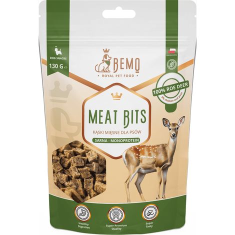 Bocconcini di carne di capriolo - snack ipoallergenici e semimorbidi per cani a base di carne di cervo, 130 g
