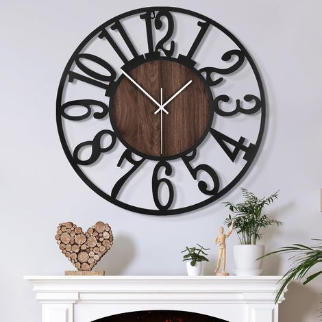 Horloge Murale Silencieuse sans Tic-Tac, Grande Horloge Murale Géante XXL, Disponible en 34cm, 40 cm, 50 cm, 60 cm, 80 cm, pour Le Salon Cuisine Bureau (1/5)