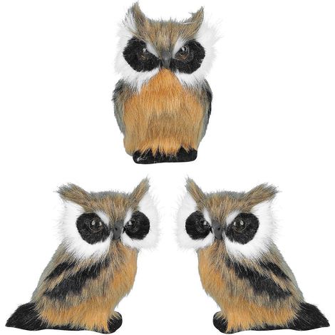 3er-Set Kreative Eulen-Dekorationen, Bastel-Vogelszene-Dekorationen, realistische Eulen-Tischdekoration-10x7cm-Coffee (1/3)