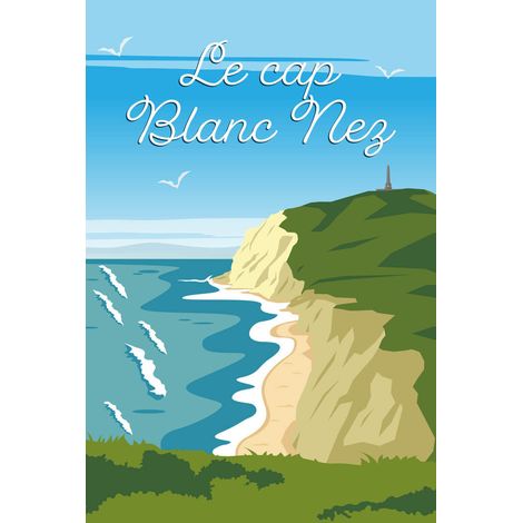 Tableau sur toile illustration du cap Blanc Nez 45x65 cm - Impression sur Toile Murale Décorative - Image imprimée en HD sur Toile - Toile sur Châssis en Bois FSC - Fabriqué en France (1/5)