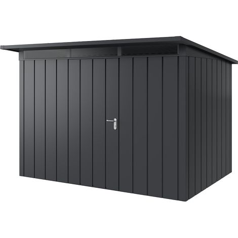 Hörmann Metall-Gerätehaus "Juno" mit Pultdach, JPD12 - Modern, 310 x 214 cm (B x T), anthrazit, 1-flüglige Tür, Anschlag links