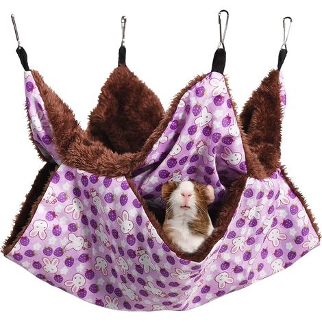 1 Hamac, 2 niveaux, Polyester doux, 4 crochets métalliques, Chinchillas, furets (1/5)