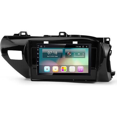 Façade d'autoradio 10,1 pouces avec cadre de navigation GPS et câble d'alimentation, compatible avec Toyota Hilux 2014-2019 (conduite à droite). (1/5)