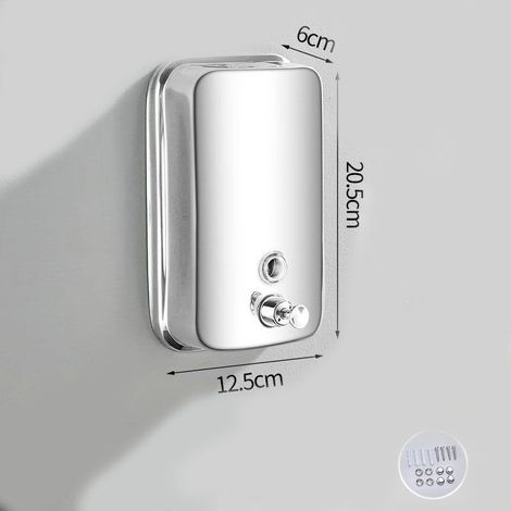 1000ml Distributeur de Savon Mural, Distributeur de Savon Salle de Bain en Acier Inoxydable ou Cuisine Boîte de Savon Liquide Manuel Fixé (1/5)