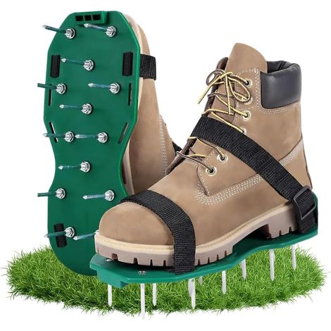 2 Paires Chaussures Aérateur, 26 Pointes Métalliques, Sangles Réglables, Plastique ABS, Pour Jardin Terrasse