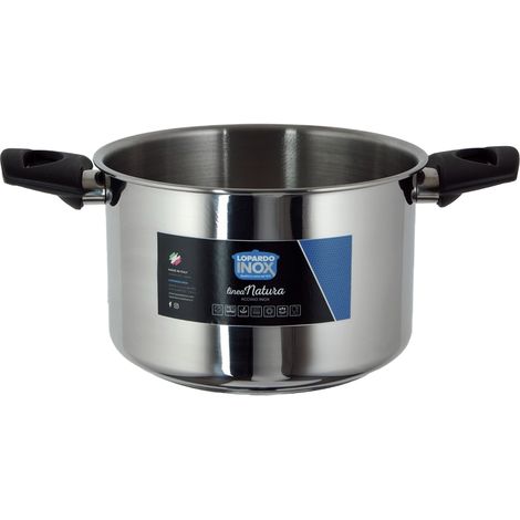Pentola da cucina ad induzione in acciaio inox 2 manici linea natura 18 cm