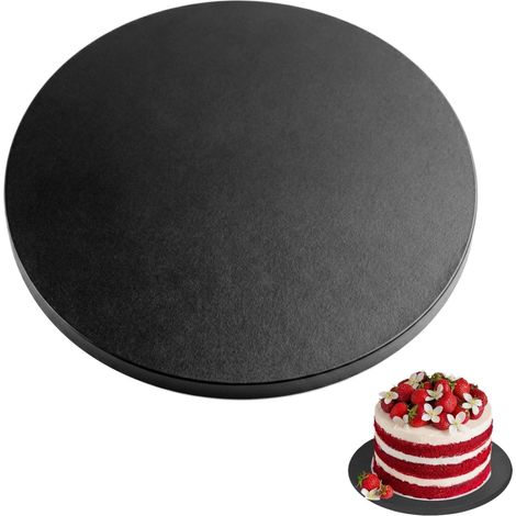Support Gâteau Rond 1 Pièce 20cm, Plateau Carton Noir Jetable pour Présentation Dessert, Buffet & Traiteur (1/5)