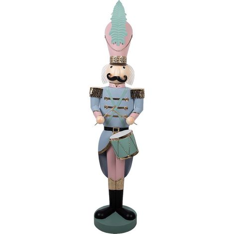 Statue Casse-Noisette Décoration de Noël Festive en Métal Bleu 32 x 25 x 122 cm - PANGIVO (1/4)