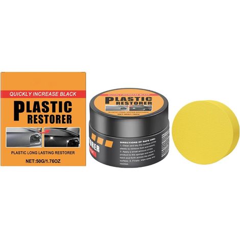 Rafraîchisseur de moulures noires - Pâte de réparation de rayures - 50 g - Nettoyant pour tableau de bord - Pour restauration, nettoyage, entretien, intérieur de voiture, tableau de bord (1/5)