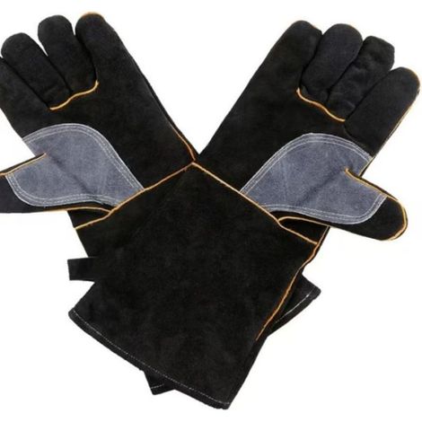 Gants anti-chaleur et feu, cuir Kevlar cousu, protection cheminée, four, poêle et barbecue, usage cuisine et extérieur (1/3)