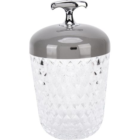 Lampe de table LED en cristal, 3 couleurs, intensité variable, rechargeable par USB, veilleuse, lampe de chevet, décoration intérieure, grise (1/5)