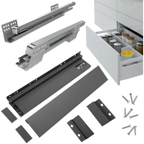Kit Tiroir "Ariane-S" Sortie Totale Capacité 40 kg avec Glissières Synchronisées Hauteur 203 mm Profondeur 500 mm (Anthracite)