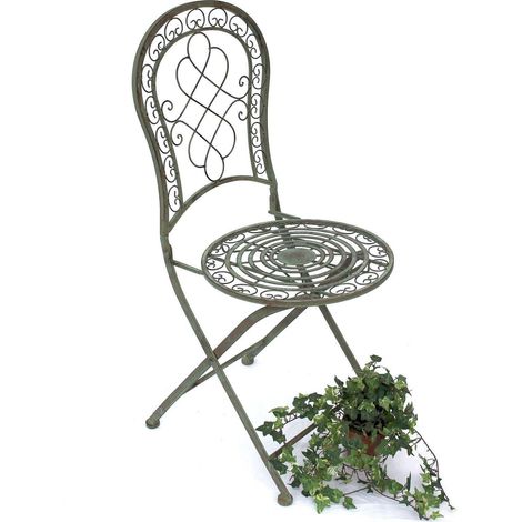 DanDiBo Gartenstuhl Metall Malega Patina 12185 Metallstuhl Stuhl Garten Vintage Eisen Nostalgie Eisenstuhl Antik