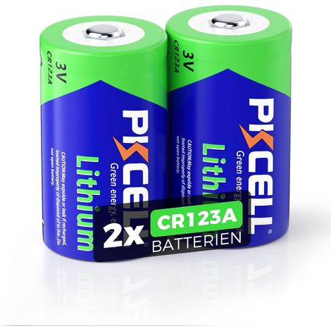 Pile CR123A Lithium Batterie 3V 1500mAh - Lot de 2 Idéale pour Caméras Appareil Photo - Non rechargeable (1/5)