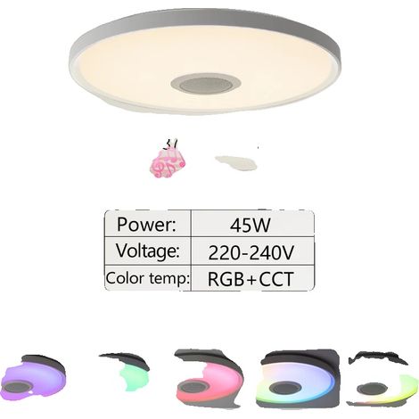 Lampe de plafond intelligente, options de couleur RVB, haut-parleur Bluetooth, 14.56inch(37cm) (1/2)