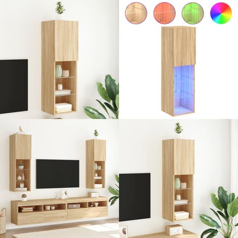 Meuble TV avec lumières LED chêne sonoma 30,5x30x102 cm - Meubles Tv - Meubles Salon - Support Tv - Meuble Hifi - Lumieres Led - Home & Living (1/5)