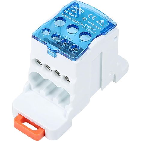 Bornier de Distribution, Boîte de Distribution de Bornier sur Rail DIN Connecteur de Fil électrique Boîte de Jonction D'alimentation Universelle (1/5)