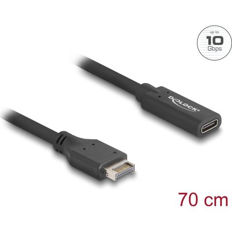 Cable USB 10 Gbps Key Tipo-E A 20 pines macho a USB Type-Câ¢ hembra 70 cm