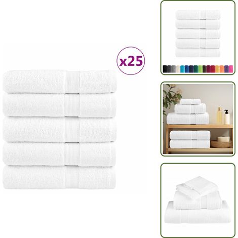 Premium-Badetücher SOLUND 25 Stk. Weiß 100x150 cm 600 g/m² - Baumwolle - Badehandtücher - Weiße Handtücher - Handtücher Set - Hotel Handtücher (1/5)