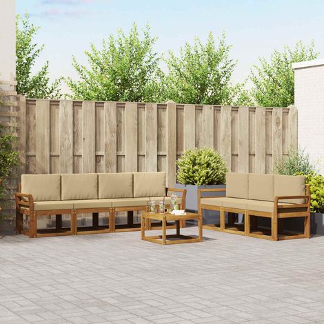 vidaXL Outdoor-Sofagarnitur mit Kissen 8 pcs Natur und Beige (1/5)