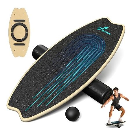 Balance Board - 7 Modes Balance Board with Adjustable Stops - Improve Balance, Surfing and Physiotherapy - Includes 7cm Roller and Ball (1/5)