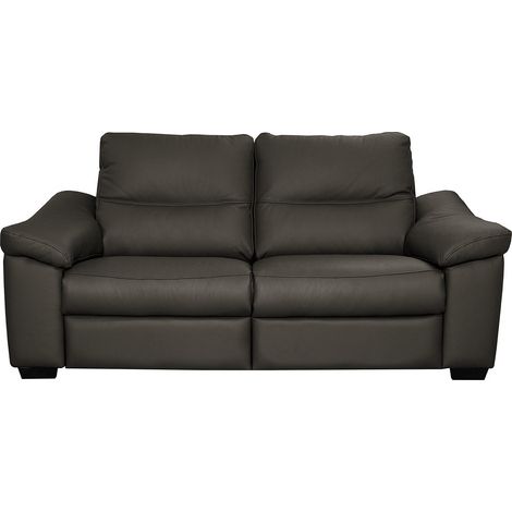 Canapé 2 places en 100% tout cuir épais italien vachette HAMBOURG, couleur anthracite (1/5)