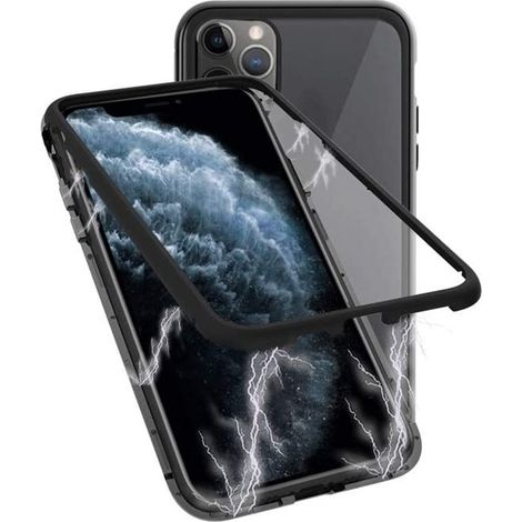 Estuche de vidrio templado doble ozone Magnetic 9H para iPhone 11 Pro - Negro (1/5)