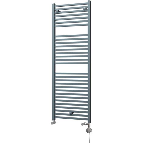 Todi - Anthracite Dual Fuel Towel Rail H1420mm x W500mm Thermostatic - Straight (1/3)