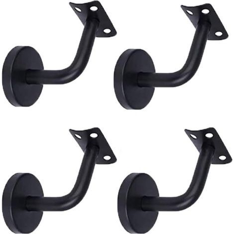 Stainless steel handrail bracket, fixed curved stair railing bracket 60 x 60 mm (4 pieces, black) (1/5)