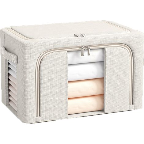 Boîte de rangement pliante double fenêtre, boîte de rangement vêtements, 72L, 504033cm, couleur kaki (1/5)