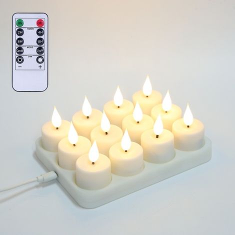 Lampes chauffantes LED rechargeables avec télécommande, blanc chaud, lot de 12 (1/5)