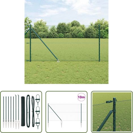 vidaXL Außenpfosten - Zaunpfosten Grün 10 x 1 m (13 mm Maschen) Stahl und PVC (1/5)