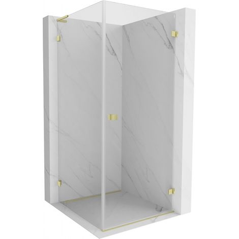 Mexen Lunar-B L Duschkabine rechts öffnend 100 x 100 cm, transparent, gebürstetes Gold - 832L-100-100-55-00-P