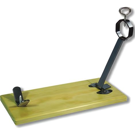 Support à jambon pliant avec tête ronde en acier/bois - Longueur 45 x Profondeur 18 x Hauteur 2 cm