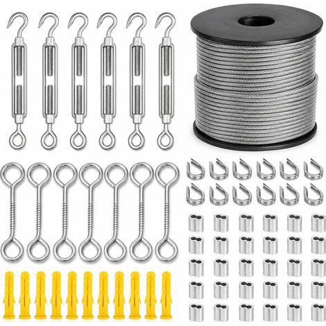 Câble acier gainé 73 pièces pour Jardin suspension 100 m (1/5)