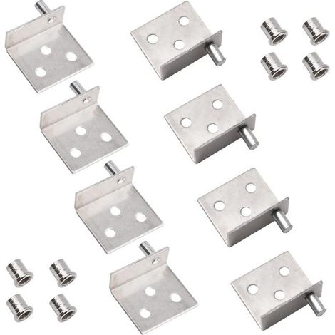 Kit de bisagras pivotantes ocultas para puertas de armarios de madera con pasador pivotante de madera de regalo (plateado) (1/4)