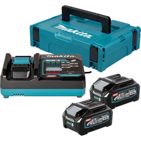 MAKITA Pack de 2 Batteries XGT 40V 4Ah BL4040 + Chargeur DC40RA + Coffret Makpac 1