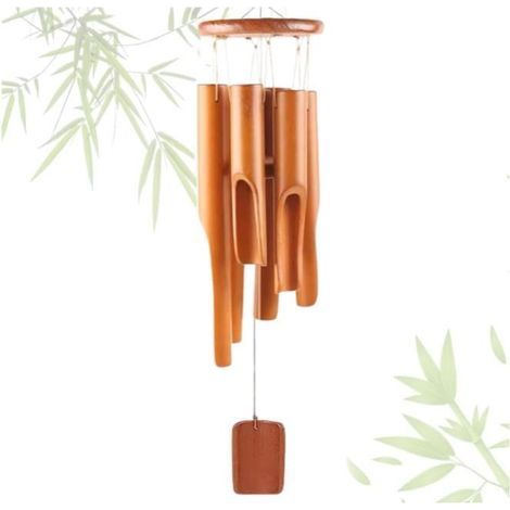 Bamboo Wind Chime, 6 Wooden Tubes for Indoor and Outdoor Use - Perfect for Gardens (1/4)
