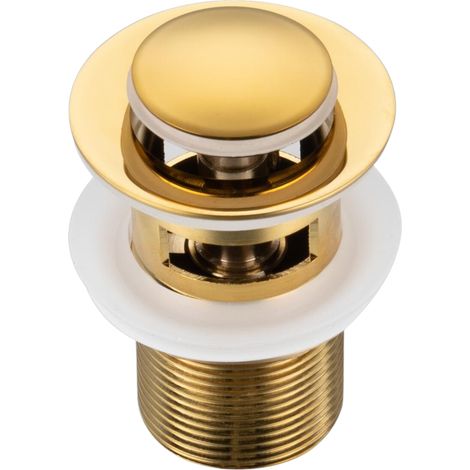 Robinet de vidange à clic-clac B - 62 mm - Finition or brillant - Avec trop-plein - Rond