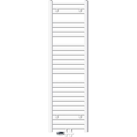 ECD Germany Radiador de Baño Conexión Central 400 x 1500 mm Blanco Recto con Termostato y Juego de Conexión Pasaje Suelo Blanco Radiador Calefacción Calentador de Toallas Secador de Toallas (1/5)