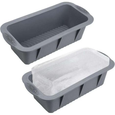 2-teilige große Eiswürfelform, graue Silikon-Eiswürfelform, 2,1 kg, wiederverwendbare extra große Eiswürfelform für Gefrierschrank, Eisbad, Kaltgetränkebehälter oder Kühlboxen (1/5)