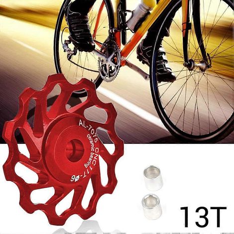 Galet de guidage en céramique pour vélo de route/VTT, en alliage d'aluminium 7005, pour dérailleur arrière 11T/13T. Roulement inclus. (1/3)