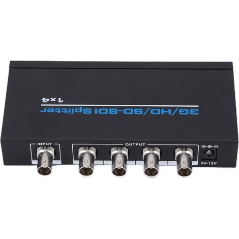 Amplificateur Répartiteur SDI 1x4 Professionnel, Splitter Vidéo Haute Définition, Alimentation 110‑240V AC avec Câble d'Alimentation UE (1/5)