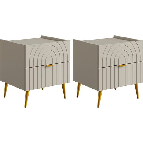 Lot de 2 tables de chevet avec 2 tiroirs - Beige - NORSIM de Pascal MORABITO (1/5)